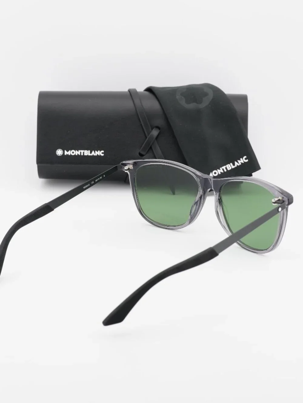 Montblanc MB0330S 002 Square Sunglasses - Grey / Black / Green